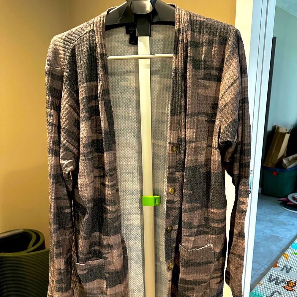 Waffle Camo Cardigan